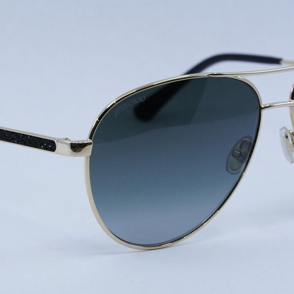 Jimmy Choo JIMENA/S 02M2 9O Sunglasses Gold/Black Aviator Frame, Grey Lenses main image 10